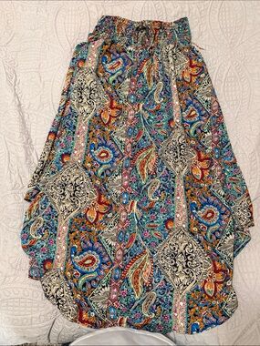 Bohemian Paisley Multi-Color Smocked Waist Maxi Skirt